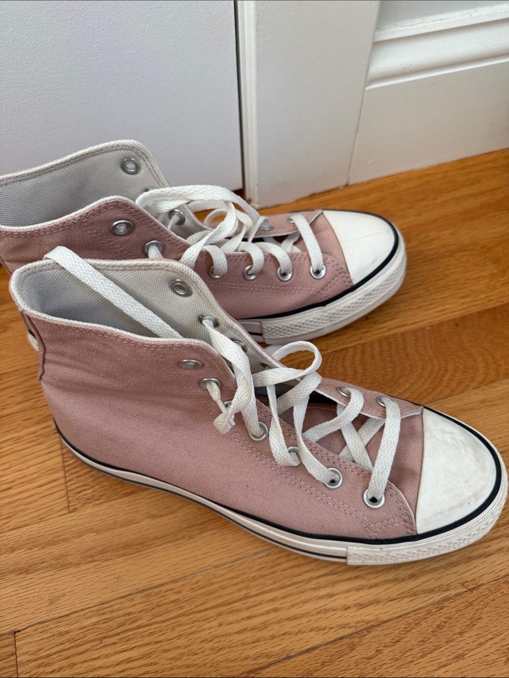 Converse High Top Canvas Sneakers — Dusty Pink & White